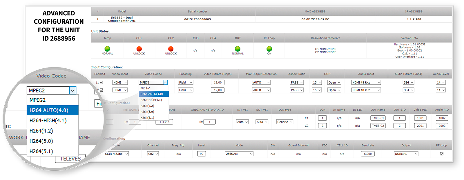 Come selezionare il codec appropriato in un modulatore?