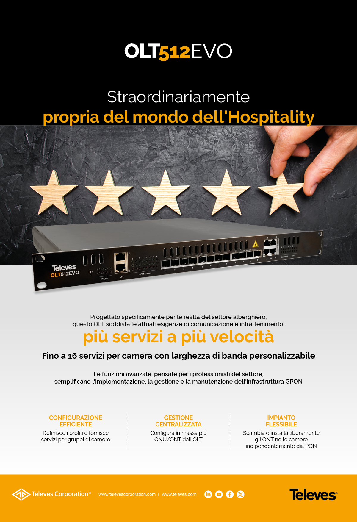 OLT512EVO
- Straordinariamente propria del mondo dell'Hospitality